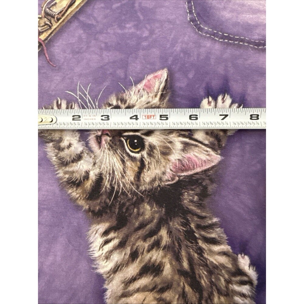 Vintage The Mountain Pocket Mouse w/ Kitten T-Shirt Tie Dye Purple 90s Sz Large - Picture 15 of 16